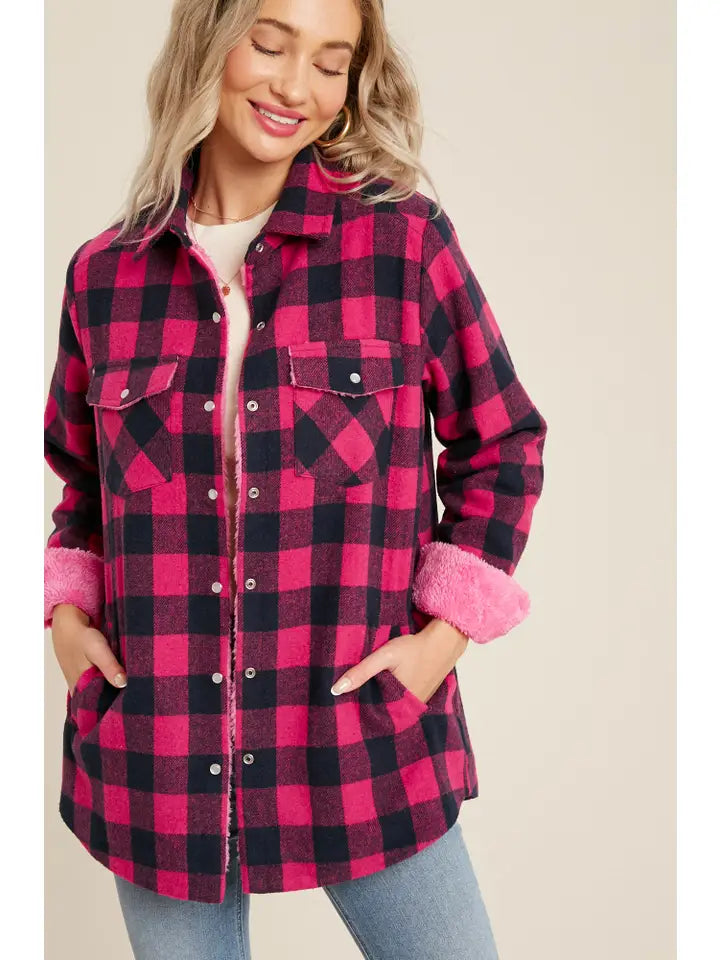 Buffalo Plaid Sherpa-Lined Shacket